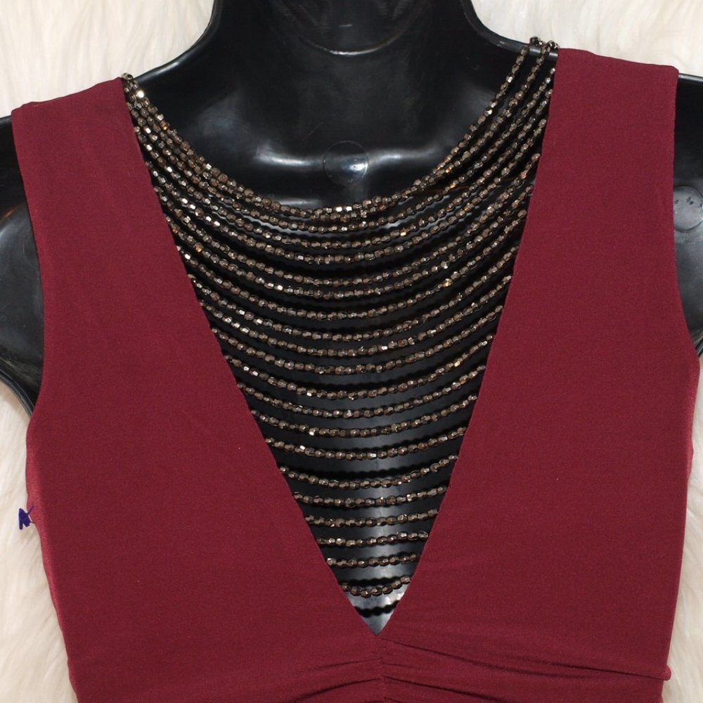 Short Maroon DRESS BY IN SAN FRANCISCO SIZE XS USED FOR PHOTO SHOOTS Jewel Back